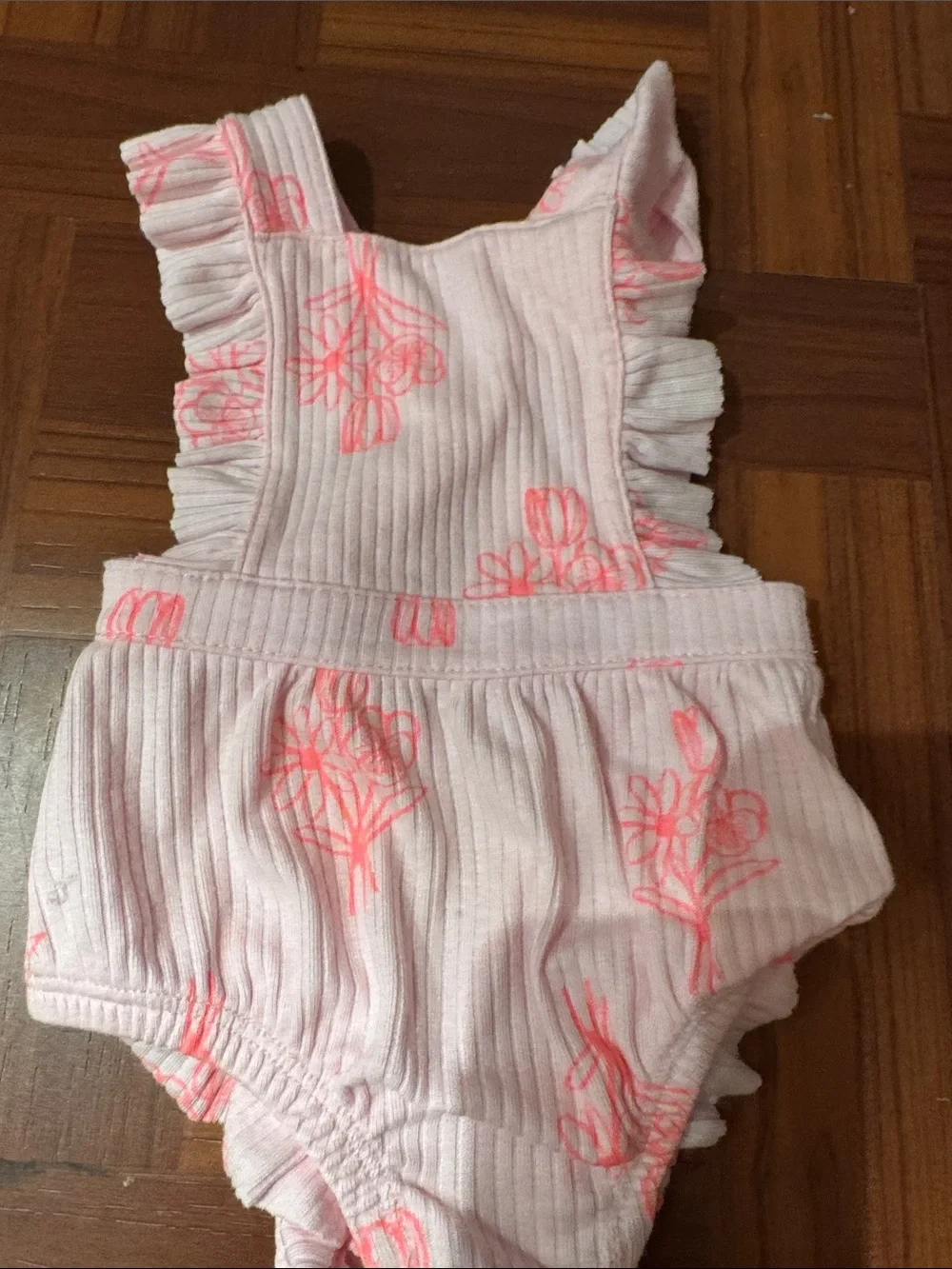Pink Floral Ruffled Baby Romper